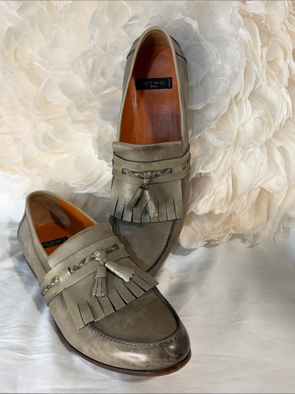 ETRO Milano Metallic Leather Kiltie Tassel Loafers – Size 45/12